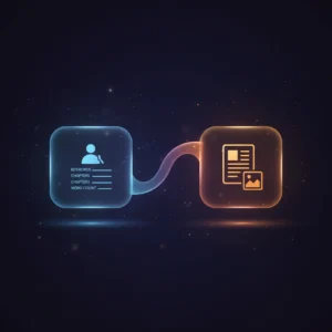 Diagram of n8n workflow automating AI-generated WordPress draft posts with chapters and featured image upload