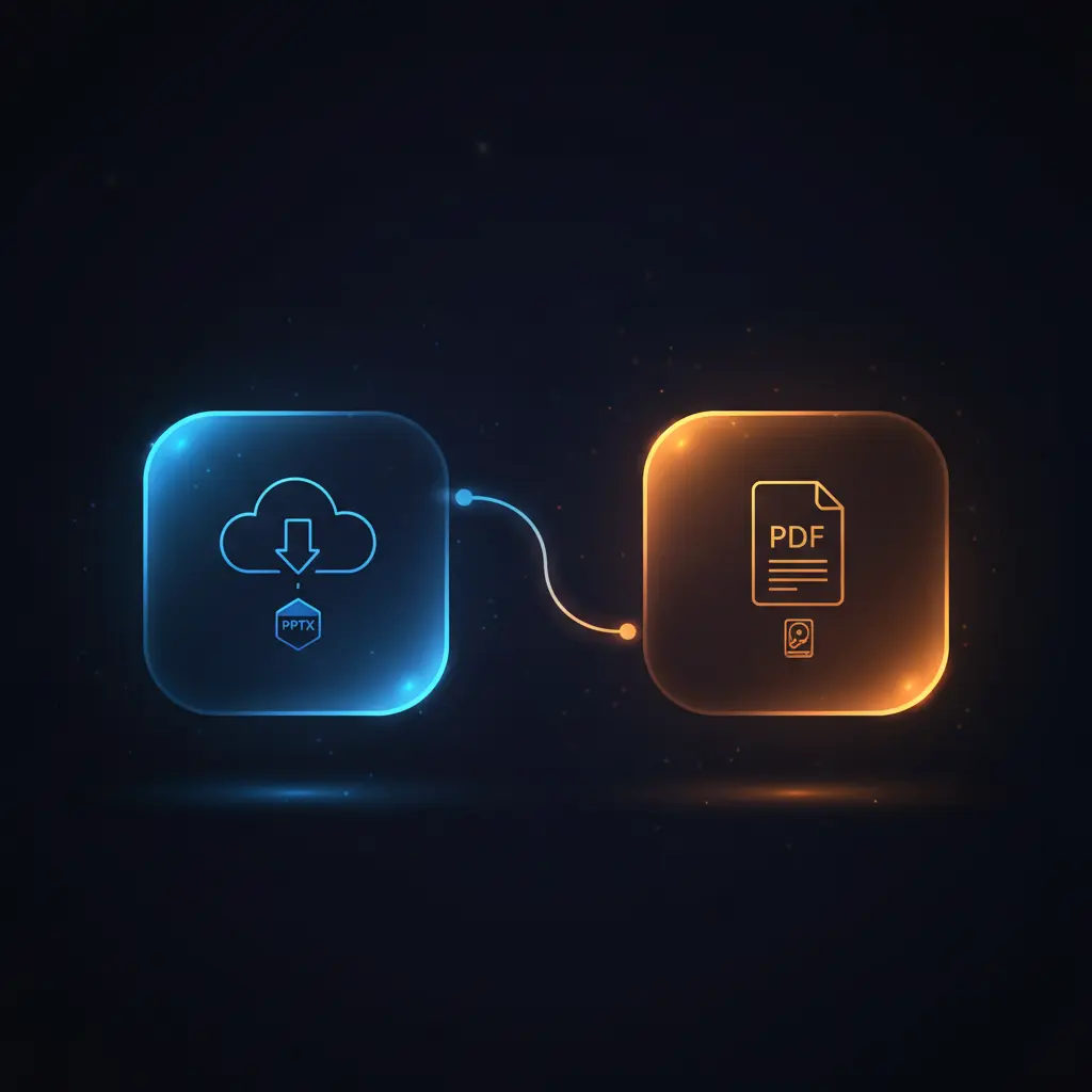 n8n workflow automating PPTX download, converting to PDF, and saving file locally using ConvertAPI