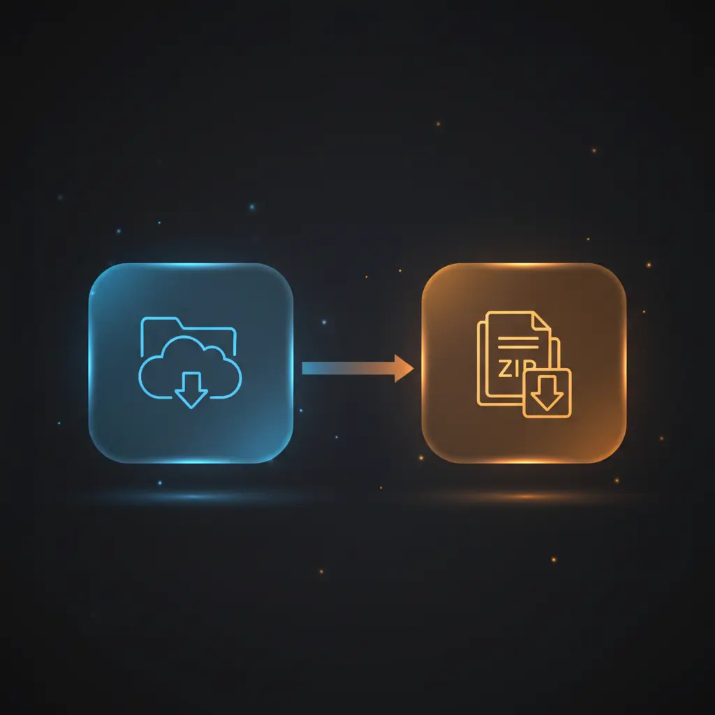 Diagram of n8n workflow automating download, aggregation, and ZIP compression of AWS S3 folder files