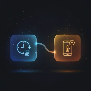 Isometric illustration of n8n workflow sending daily 9AM Berlin weather update via OpenWeatherMap and Spontit