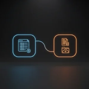 Isometric diagram of n8n workflow automating API schema research, extraction, and generation with Google Sheets and AI integration