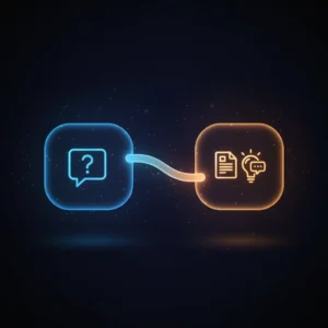 Isometric view of n8n LangChain workflow for question answering using sub-workflow data retrieval and OpenAI GPT model