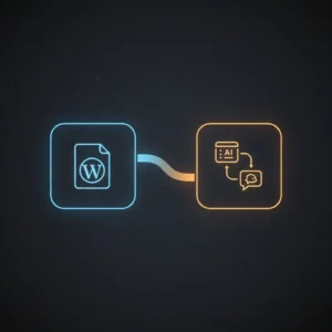 Diagram of n8n workflow automating AI summary insertion into WordPress posts using OpenAI, Google Sheets, and Slack