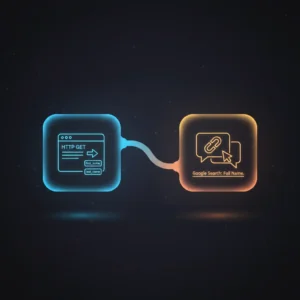 n8n workflow creating API endpoint with webhook processing name parameters to generate Google search URL