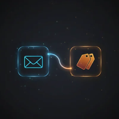 Isometric n8n workflow automating Gmail email labeling using AI to categorize messages as Partnership, Inquiry, or Notification