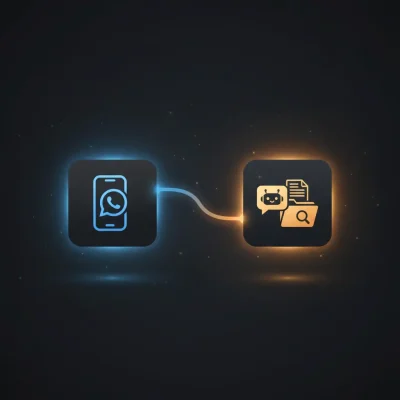 Isometric illustration of an n8n workflow integrating AI-powered WhatsApp chatbot for electronics store support