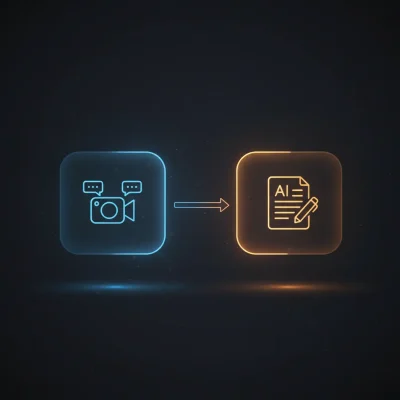 Isometric illustration of an n8n AI workflow for real-time meeting transcription and analysis